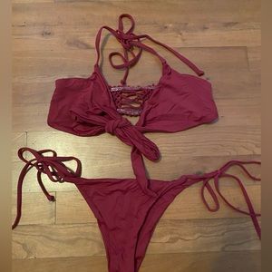 Frankie’s Bikinis Burgundy tie around Bikini